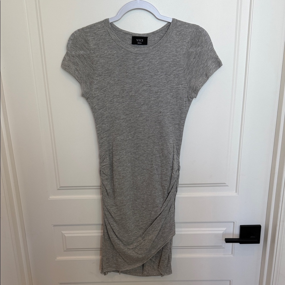 Vici Heather Gray Ruched Dress